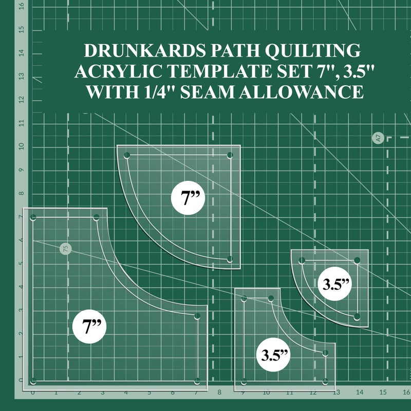 LaserThing Drunkard's Path Quilting Templates - 4-Piece Acrylic Set for Quilting, 7" & 3.5" with 1/4" Seam Allowance - Durable, Transparent Acrylic for Precise Cutting - for All Quilters - Clear - Image 3